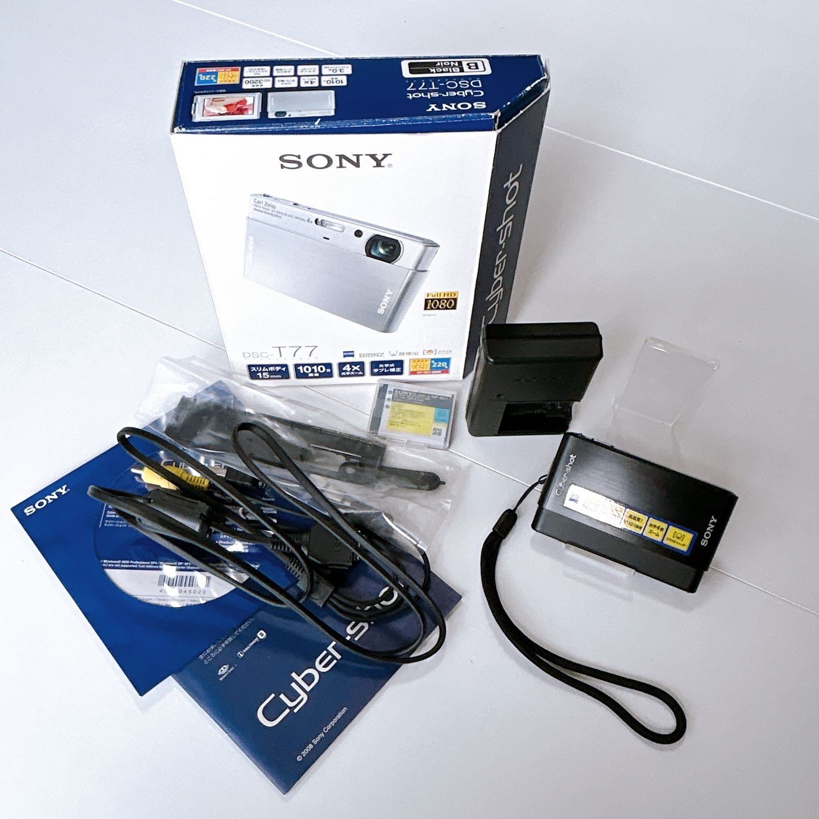 Sony Cyber-Shot DSC-T77 動作確認済み SONY Cyber-shot DSC-T77 ブラック 動作確認済み 箱あり 黒