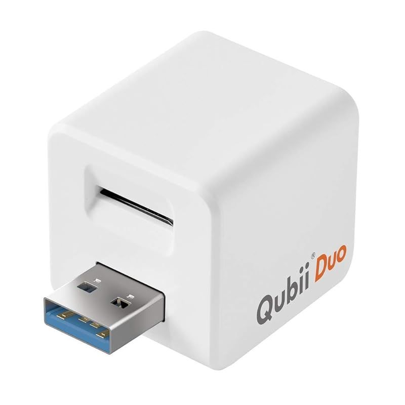 Maktar Qubii Duo USB Type A ホワイト 充電しながら自動バックアップ SDロック機能搭載 iphone バックアップ usbメモリ ipad 容量不足解消 写真 動画 音楽 連絡先 SNS データ 移行 SDカードリーダー 機種変 0