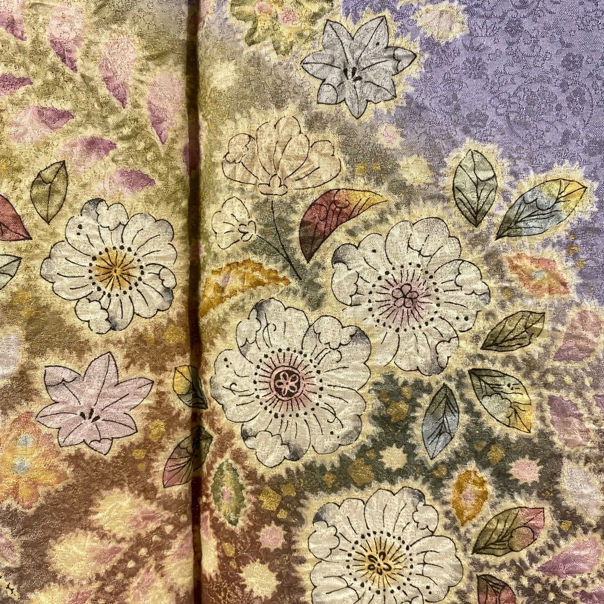 訪問着 身丈159.5cm 裄丈66cm M 袷 徳永憲峯 落款 辻が花 地紋 銀通し  