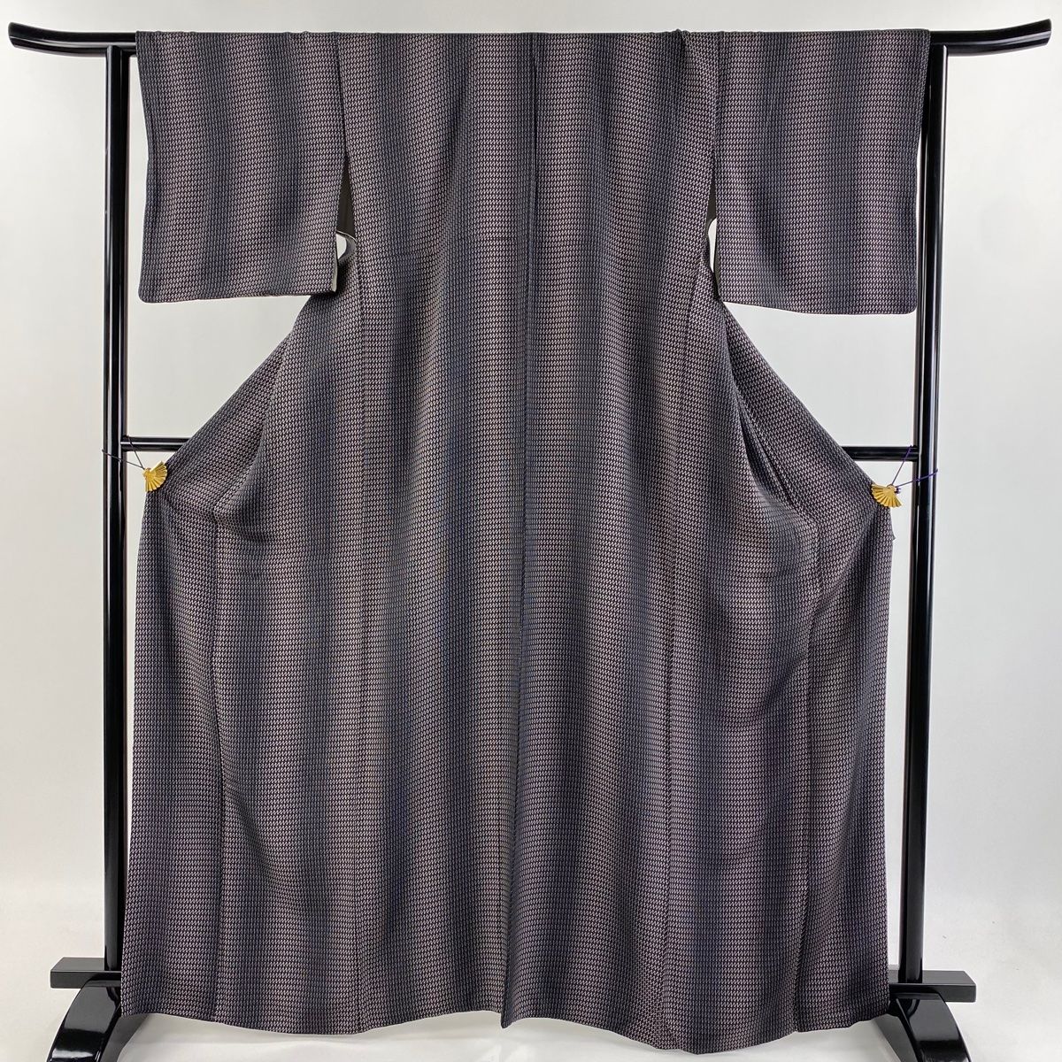 小紋 新品仕立済 正絹 縦縞幾何模様 小紋 身丈164.5cm 裄丈68cm 新品