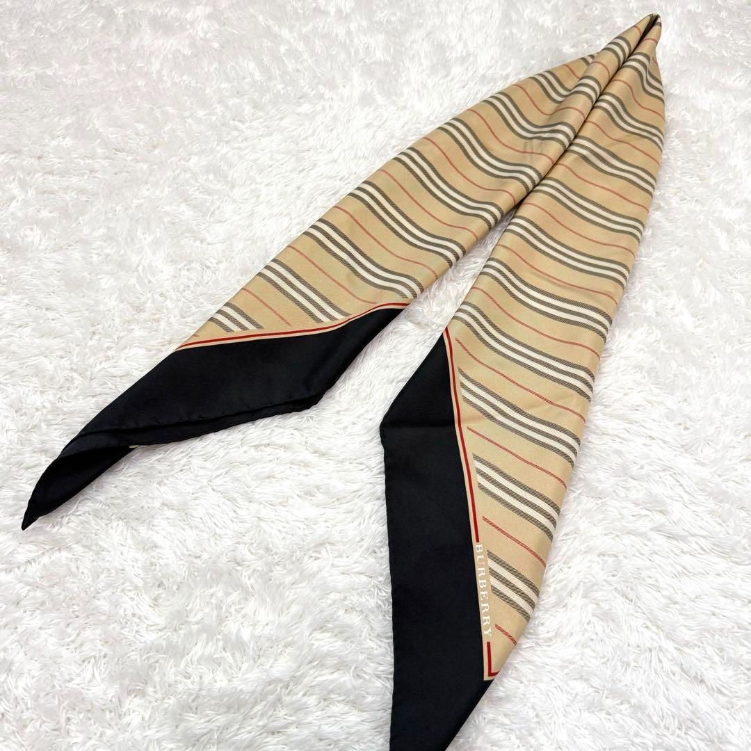 バーバリー ロンドン シルク100 ストライプ 大判スカーフ 86 × 86 BURBERRY LONDON バーバリー ロンドン シルク100% ストライプ