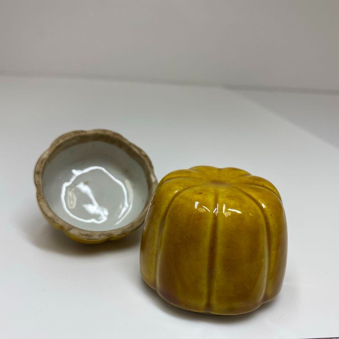 中国清朝時代 黄南京香合 時代木箱付 トヒト 東さ6-1028☆2F