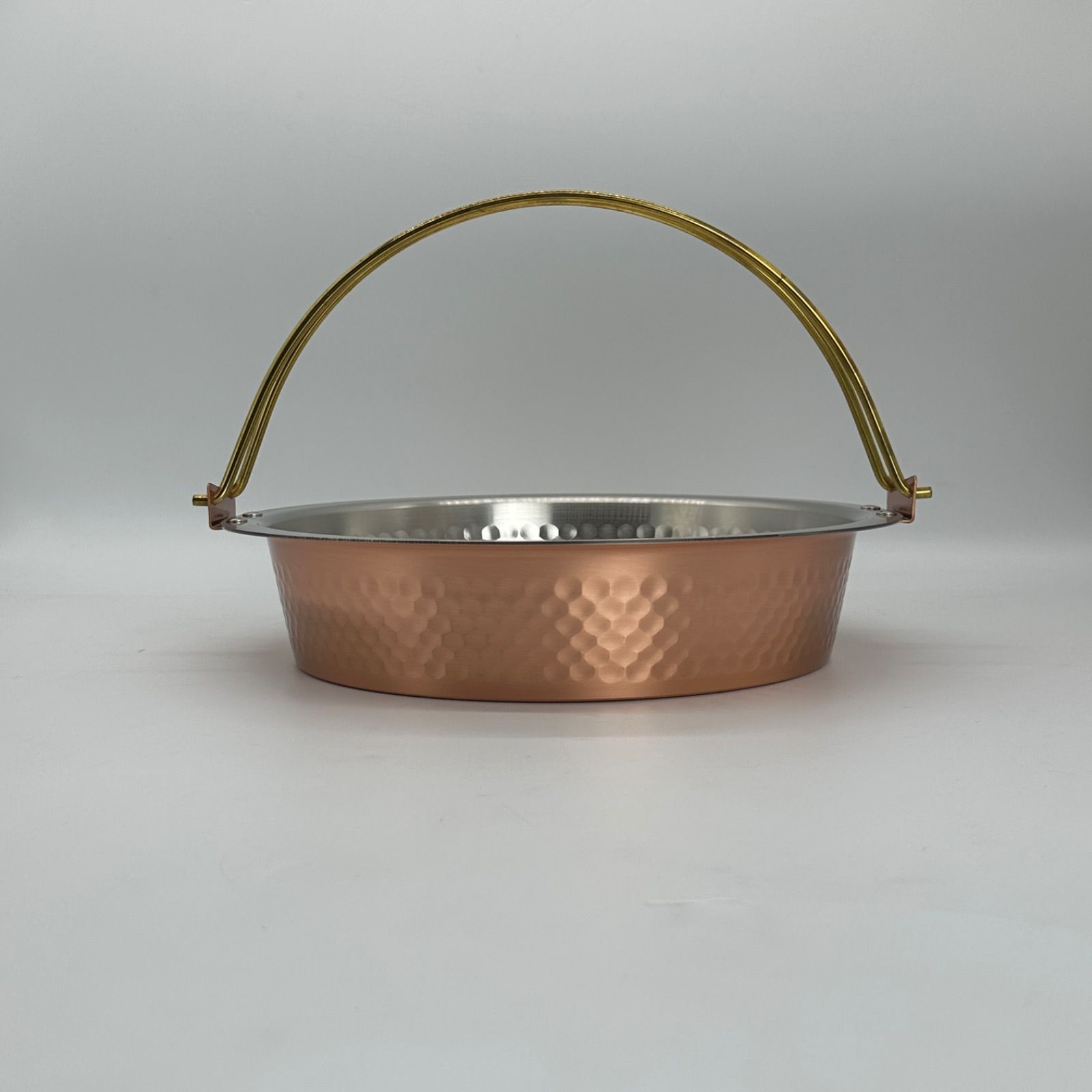 タイムセール】銅 純銅 鎚目入れ すき焼き鍋 鍋（ツル付）26cm S