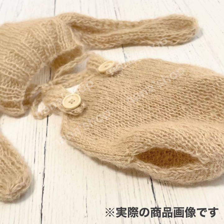 手編み風かごセット【編み込み白うさぎ】ニューボーンフォト衣装 小道具 ベビー 手編み風かごセット編み込み白うさぎ♪ニューボーンフォト衣装