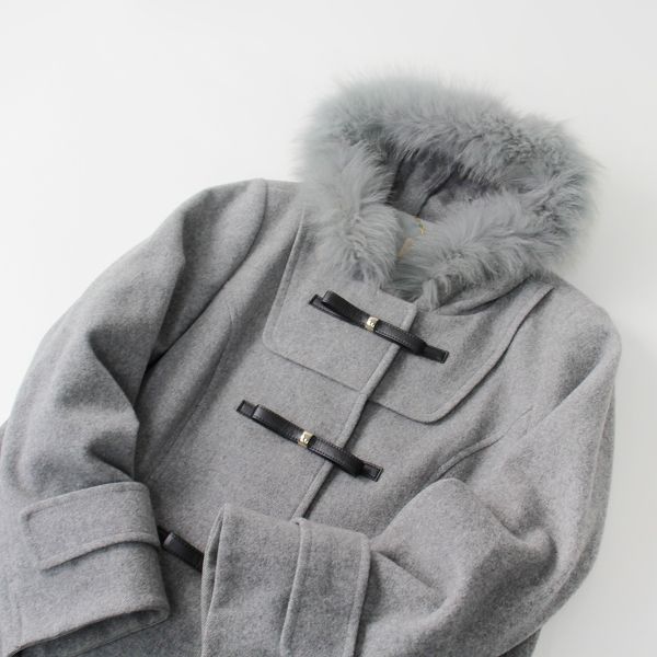 大きいサイズ　ローズティアラ　3wayアンゴラ混　ロングコート　フォックスファー 極美品✨ローズティアラ コート アンゴラ フォックスファー 大きい