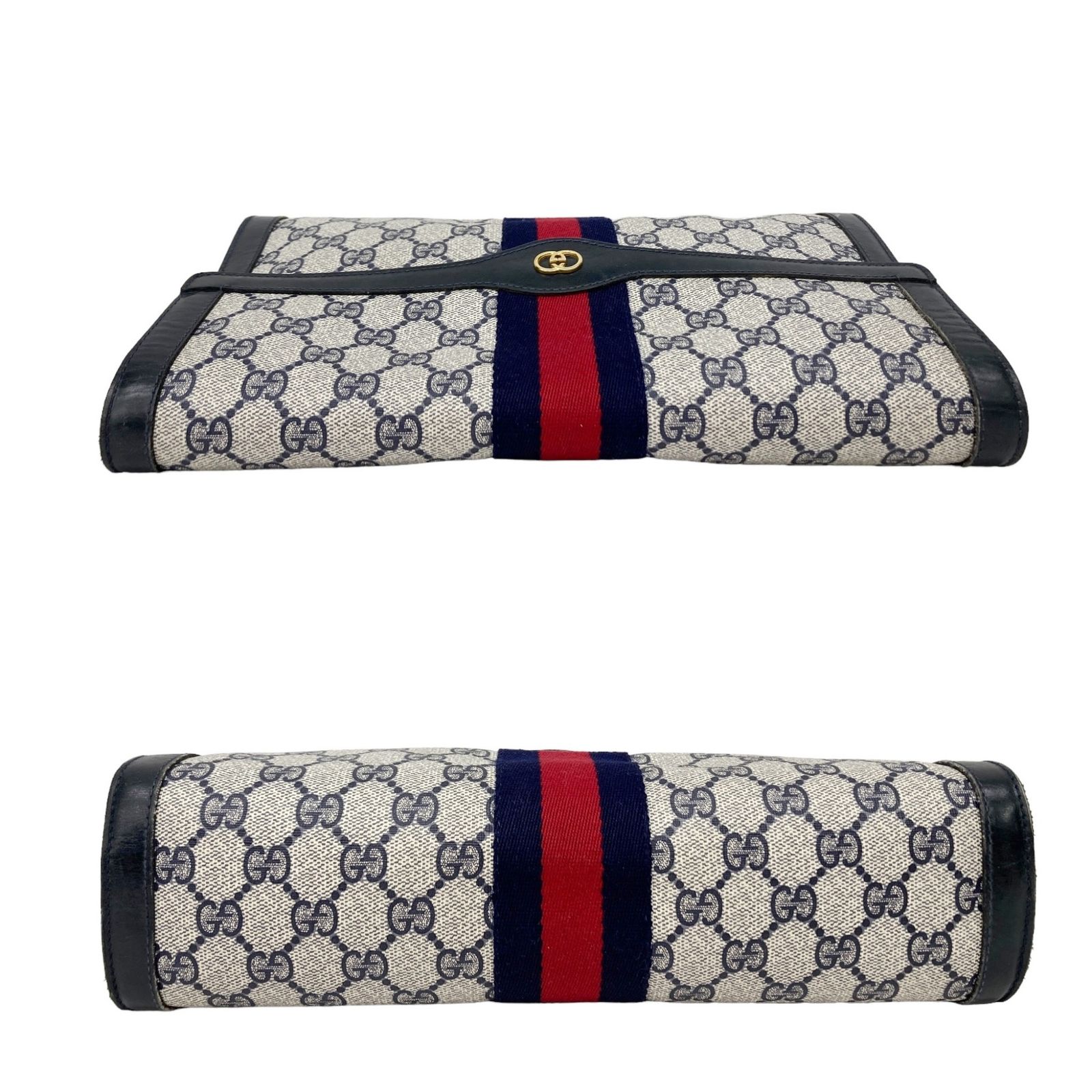 グッチ　ブランド　ネイビー　クラッチバッグ　GG シェリーライン　お洒落 GUCCI オールドグッチ クラッチバッグ シェリーライン GGプラス