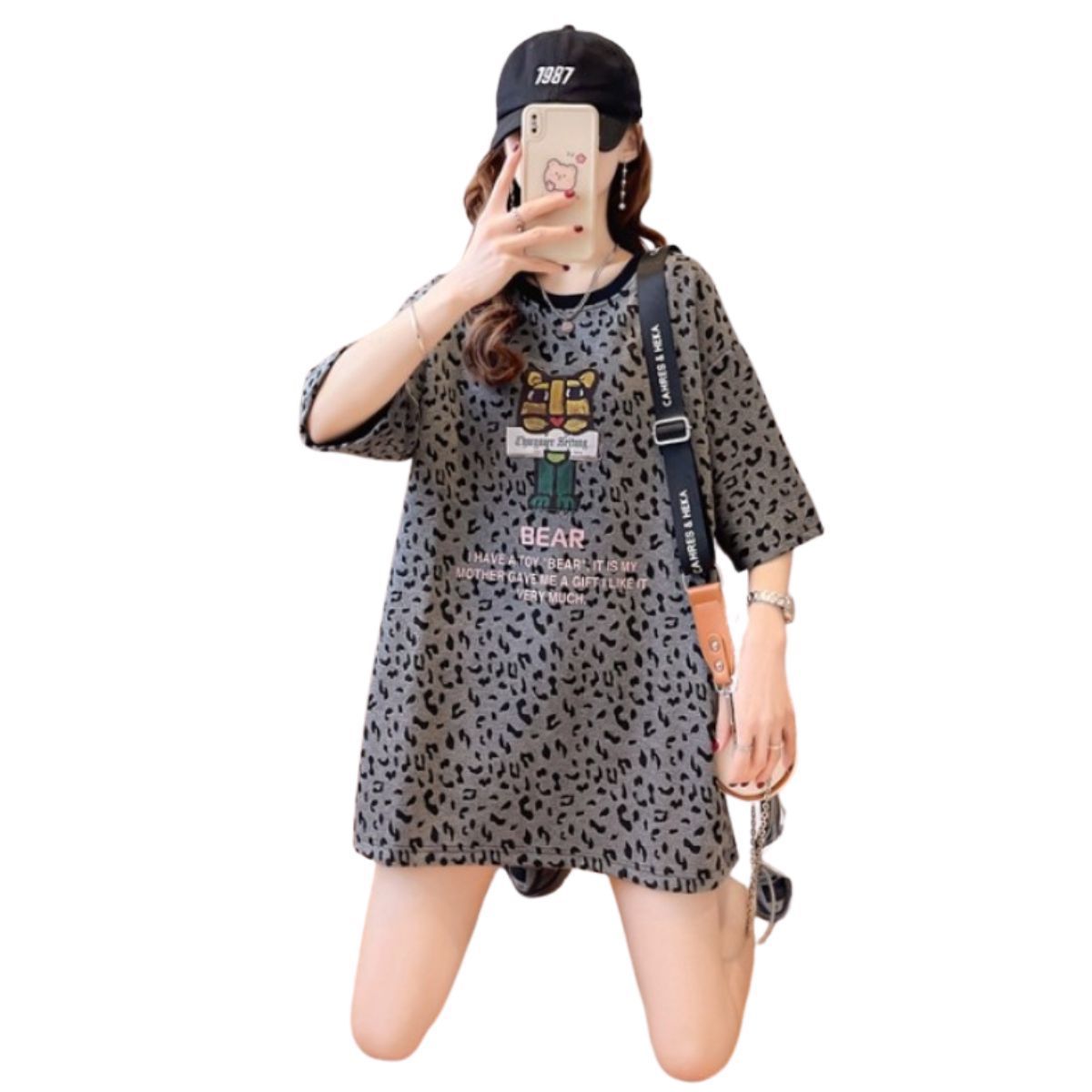 レオパード柄 Tシャツ レディース 半袖 ビッグシルエット 韓国 
