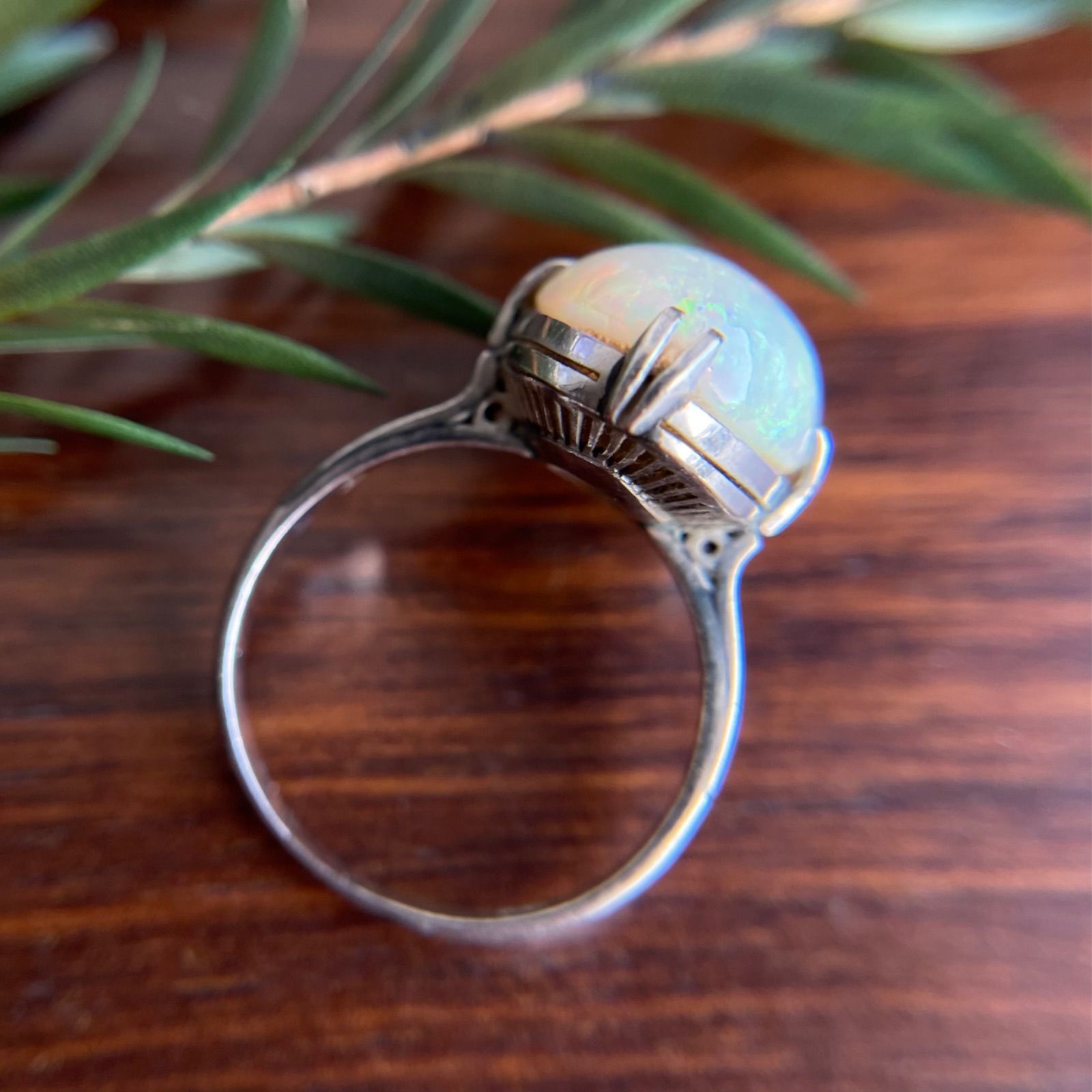昭和レトロ オパール 千本透かし pt リング 指輪 な*な様 オパールの