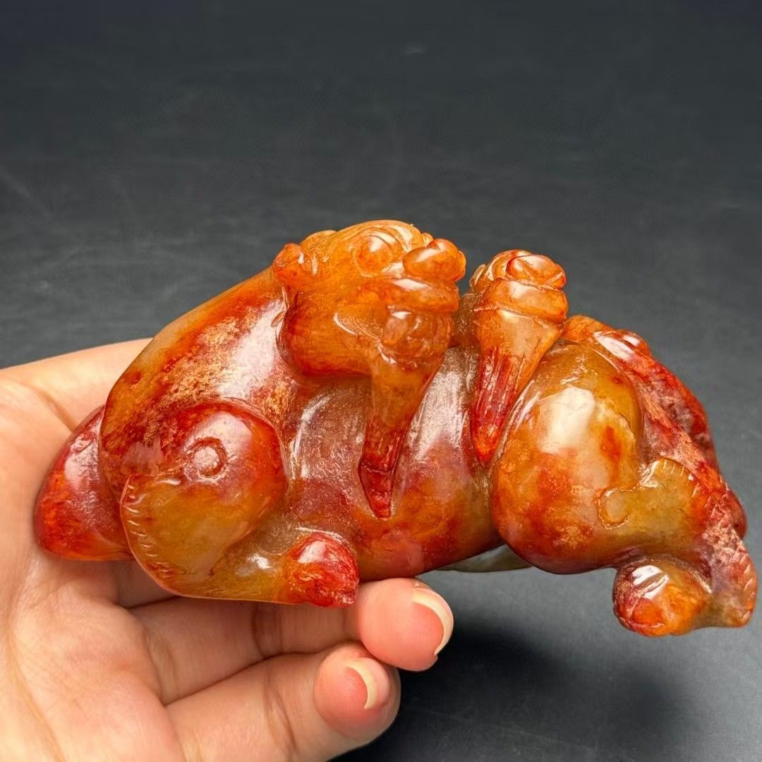 中国古美術.旧蔵品.古和田玉獸.純手工細密彫 . 裝身具.置物.賞物.中国