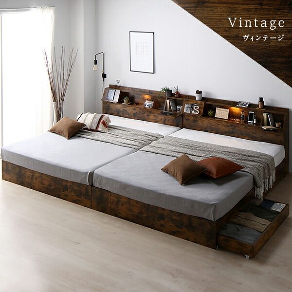 ベッドフレーム ベッド ワイドキング 280(D+D) ベッドフレームのみ ストーン