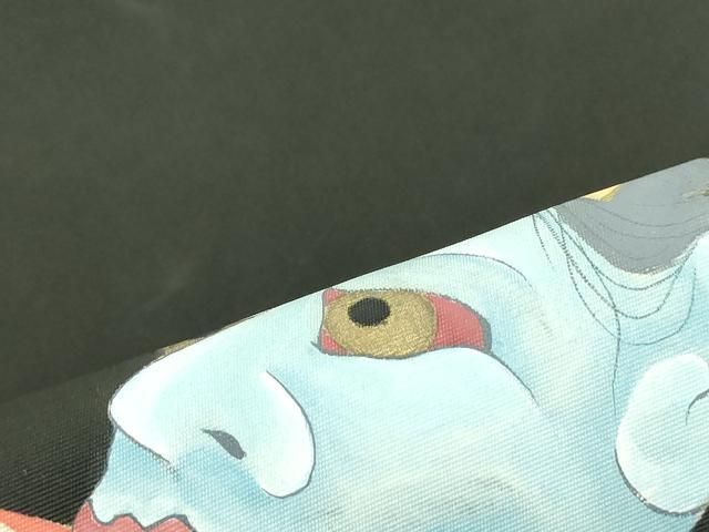 平和屋着物○塩瀬 九寸名古屋帯 手描き 般若 黒地 金彩 正絹 逸品