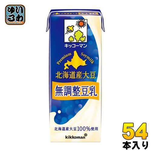 キッコーマン 北海道産大豆 無調整豆乳 200ml 紙パック 54本 (18本入×3 まとめ買い)