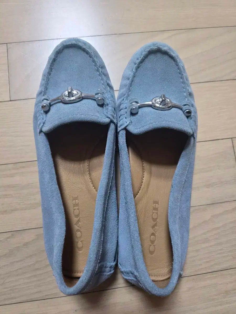 COACH コーチ スウェード ローファー ブルー レディース 235