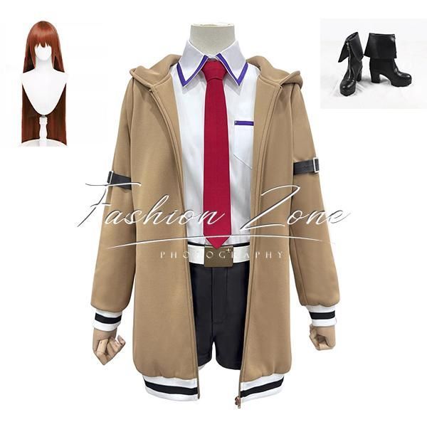 Steins Gate シュタインズ ゲート 風 牧瀬 紅莉栖 コスプレ衣装 ウィッグ 靴 cosplay ハロウィン 演出服 変装