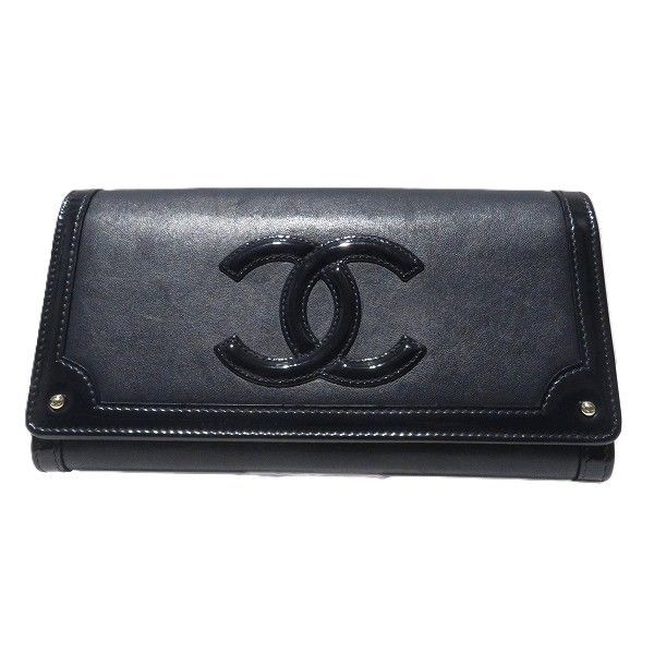 シャネル CHANEL A80852 レザー ココマーク 2つ折り財布 長財布 レディース