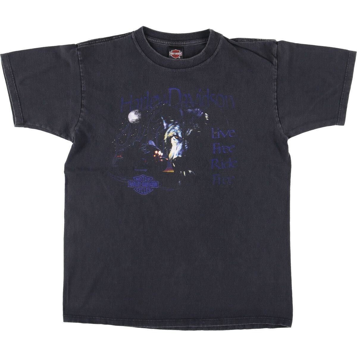 古着 ハーレーダビッドソン Harley-Davidson オオカミ柄 ファイヤーパターン モーターサイクル バイクTシャツ |eaa551192