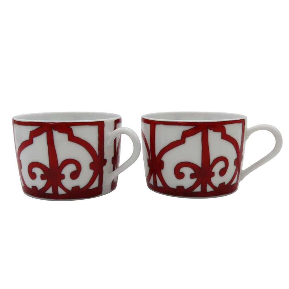 HERMES エルメス ガダルキヴィート ティーカップ＆ソーサーセット 2 Pセット テーブルウェア 食器 洋食器 レッド 赤 無料ギフトラッピング承ります