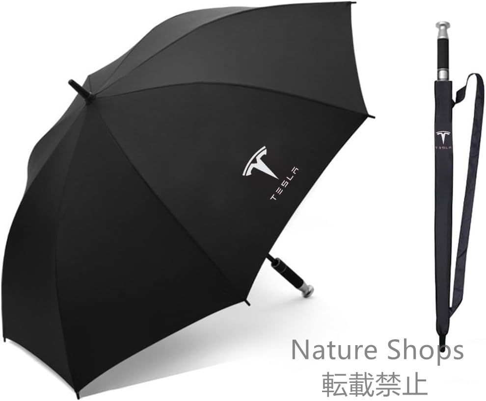 【新品未使用】テスラ 折りたたみ傘 車用 モデル3 モデルS モデルX モデルY 晴雨兼用 紫外線対策 ビジネス ワンタッチで自動開閉 収納袋付き 雨雪対策cp53