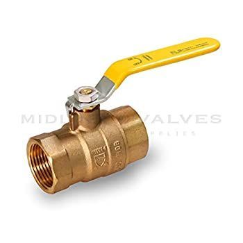 Midline Valve 827T256-NL プレミアムフルポートボールバルブ真鍮、x 3/4インチFIP、3/4インチFIP x 3/4インチFIP
