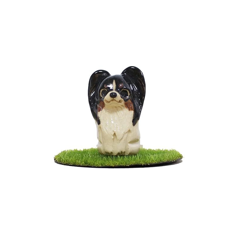 ペット分骨入れ ペット骨壷 国産 手作り 信楽焼 芝生付き 遺骨入れ かわいい あの子 ペットロス パピヨン 黒 1