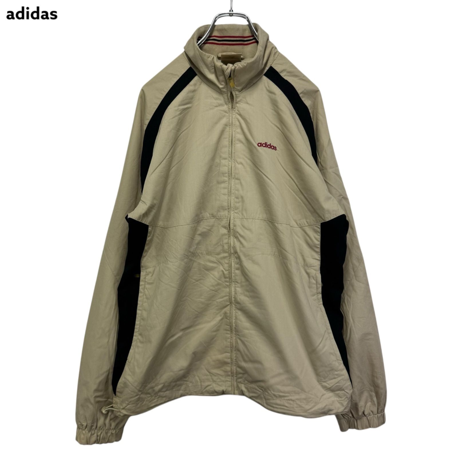 adidas ジップアップ ナイロンジャケット 刺繍ロゴ スリーストライプ adidas アディダス ジップアップ ナイロンジャケット 刺繍ロゴ