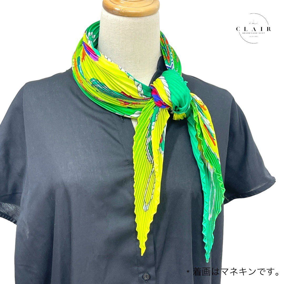 美品 HERMES エルメス プリーツカレ LES FOLIESDU CIEL 大空の