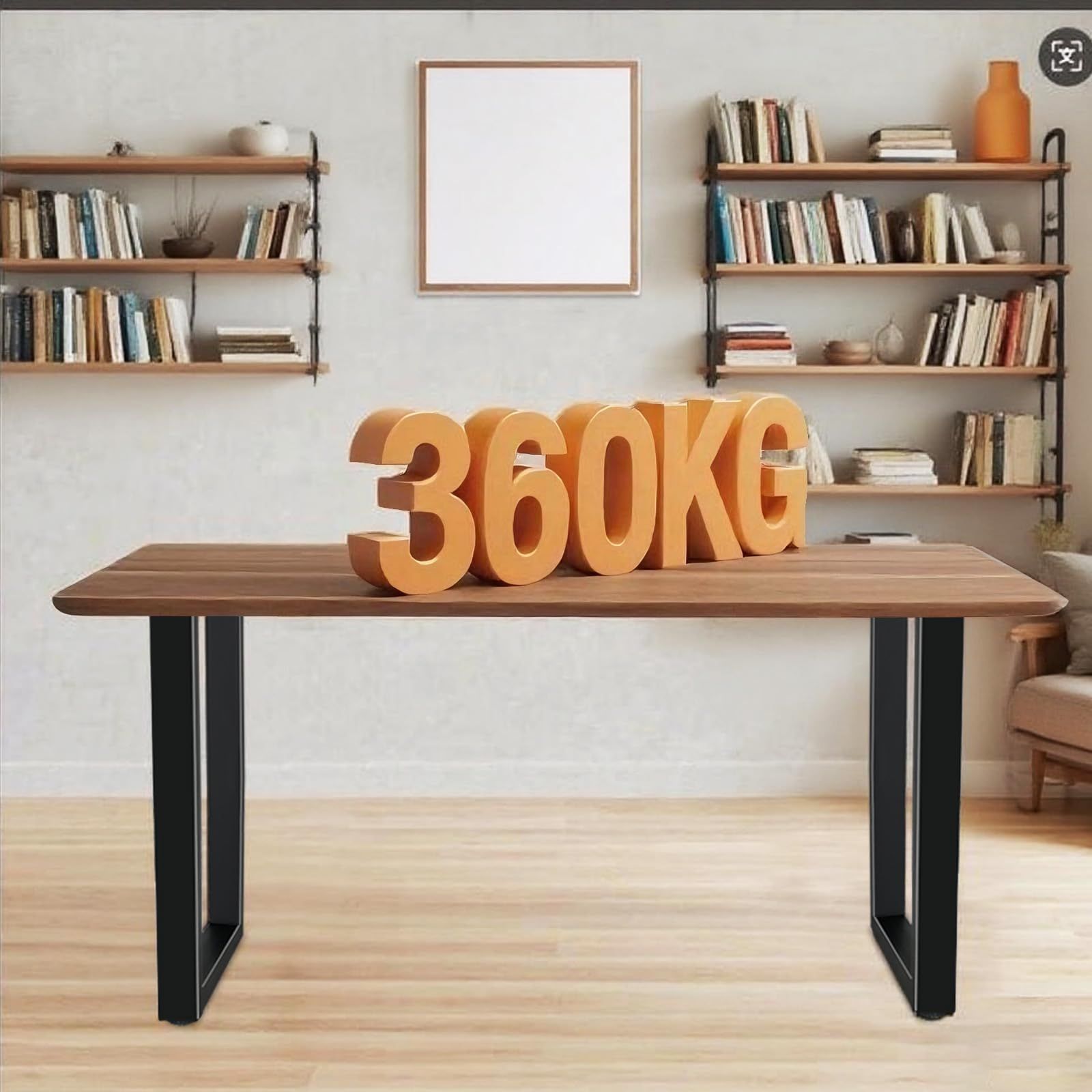 QLLY 口型テーブル脚 360kg耐荷重高のアイアンレッグ 70cm高さ 調整 家庭用 オフィス 机の脚 スクエア デスクレッグ 丈夫で高耐久 椅子レッグ アジャスター付属 2本セット ブラック 黒