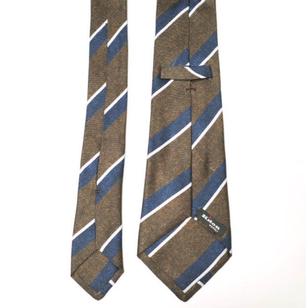 KITON キートン イタリア製 レジメンタルシルクネクタイ BROWN/NAVY