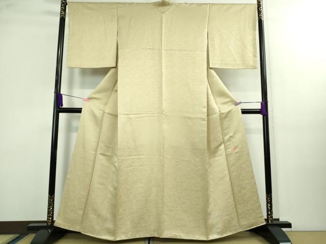 平和屋着物 上 二代目 久保田一竹 幻の辻が花 色無地 草花地紋 砂色 金通し地 DZAA9958kh5