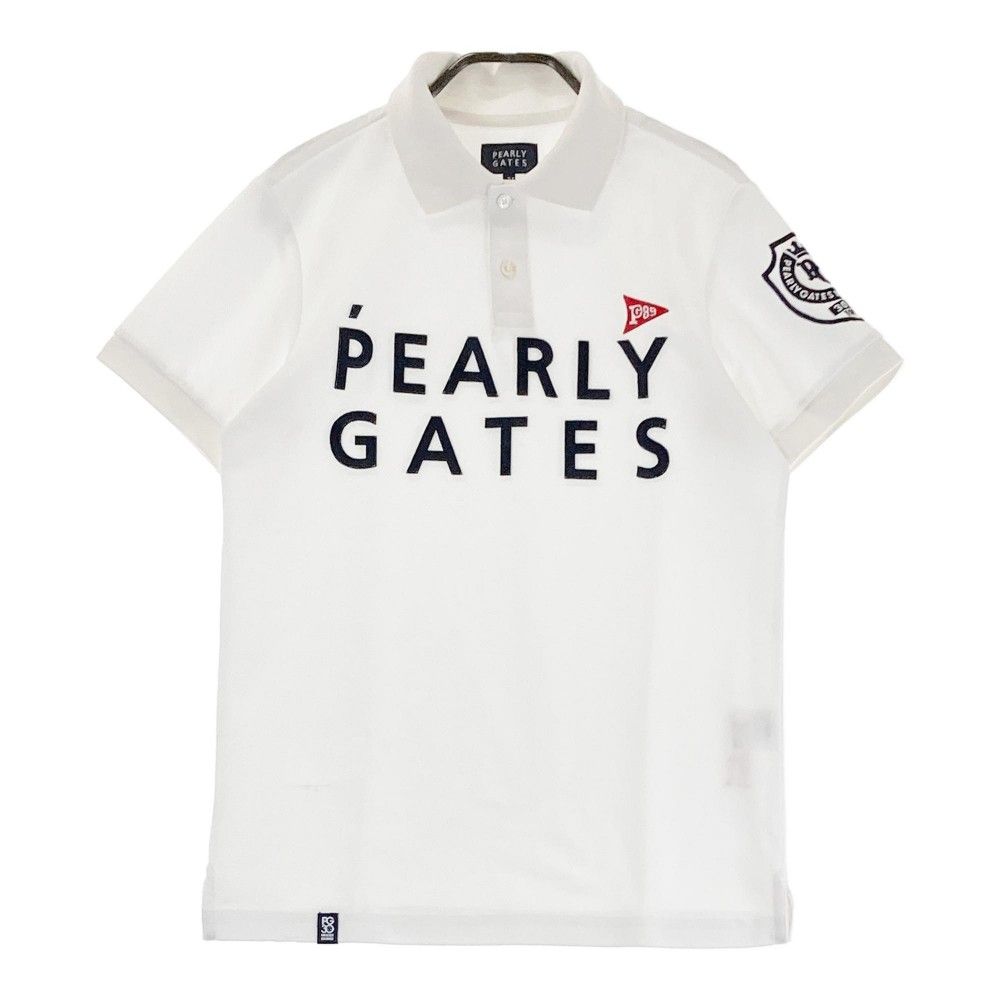 サイズ：4 PEARLY GATES パーリーゲイツ  半袖ポロシャツ カモフラワッペン  ホワイト系 [240101444708] ゴルフウェア メンズ ストスト サイズ：4 PEARLY GATES パーリーゲイツ 半袖ポロシャツ