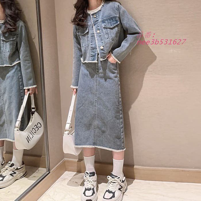 小学生 デニム セットアップ キッズ 女の子 スカートスーツ 通学 スカート おしゃれ 春秋 2点セット ガー ダンス カジュアル 韓国 ジャケット nee3b531627