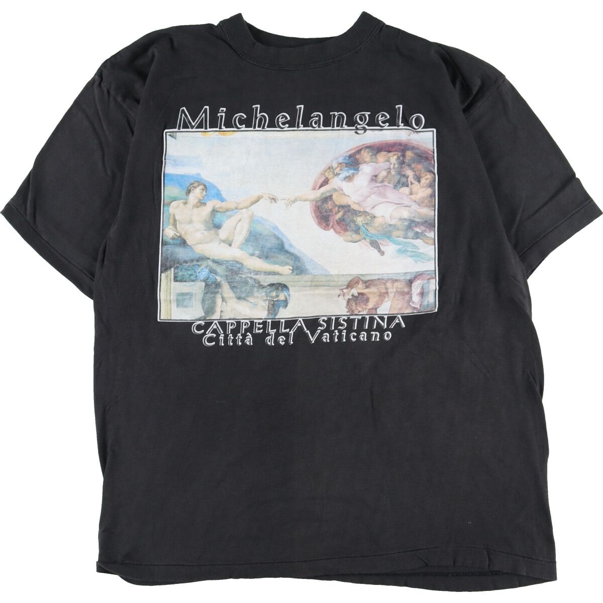 古着 90年代 MICHELANGELO ミケランジェロ アダムの創造 アートT