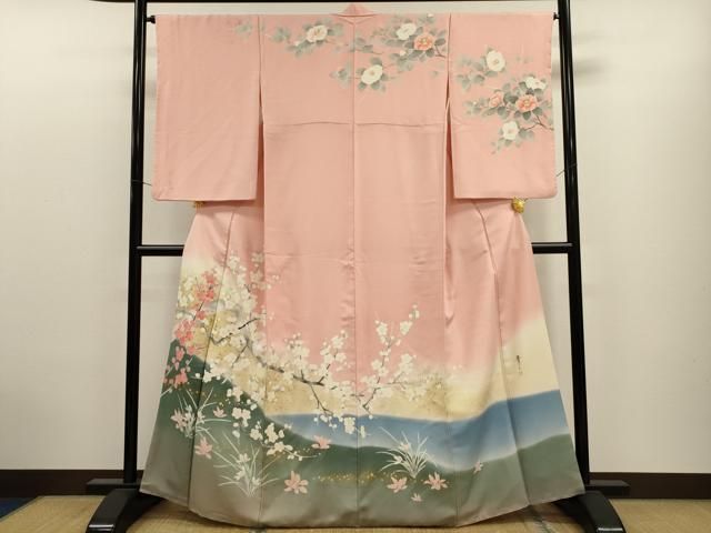 平和屋着物●京友禅の第一人者　松井青々　訪問着　枝梅文　暈し染め　金銀彩　正絹　逸品　CAAT9323dy 平和屋着物○京友禅の第一人者 松井青々 訪問着 枝梅文 暈し染め 金銀