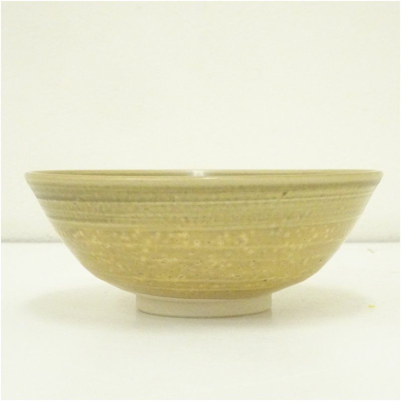 犬山焼 犬山本窯 尾関作十郎造 黄瀬戸福字茶碗（共箱）