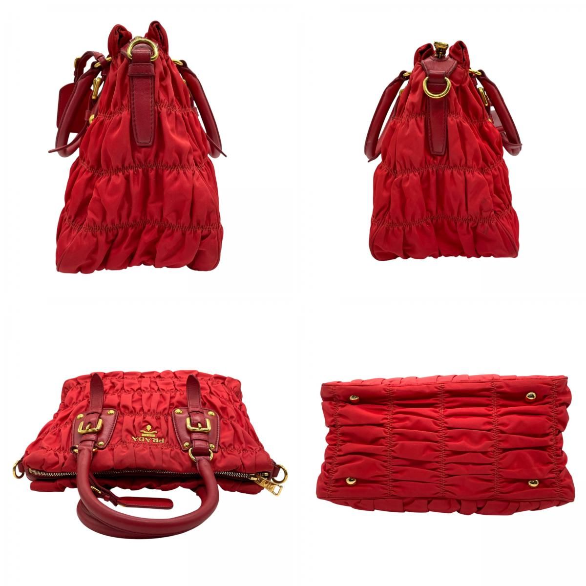 PRADA プラダ ハンドバッグ ギャザー 2way ショルダーバッグ トート 