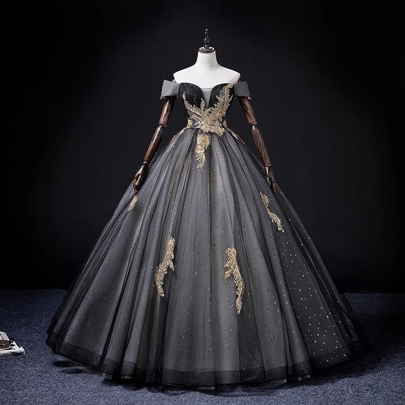 ドレス 編み上げ ブラック 半袖 刺繍 ロングドレス 結婚式 二次会 発表会 演奏会 ウェディングドレス ウエディングドレス 花嫁 前撮