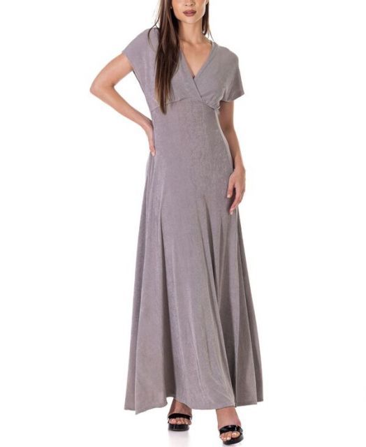 【送料無料】 24セブンコンフォート レディース ワンピース トップス Flutter Sleeve llic Knit Maxi Dress Grey