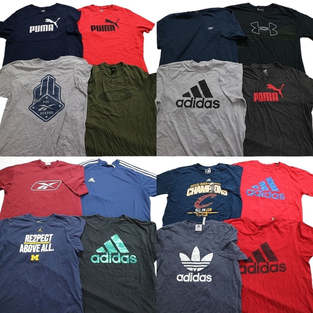 古着卸 まとめ売り スポーツブランドMIX 半袖Tシャツ 16枚セット (メンズ XL /2XL ) アンダアンダーアーマー アディダス プーマ  MU4810