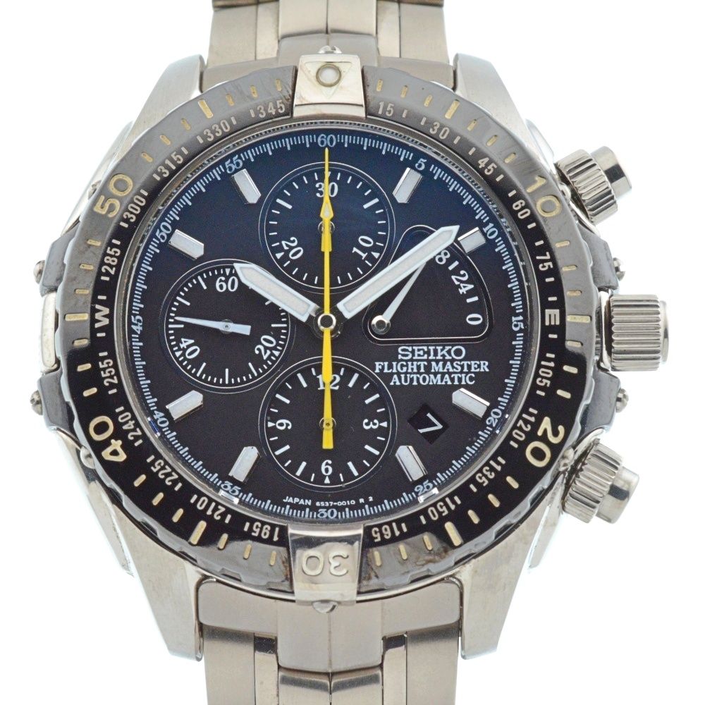 セイコー SEIKO 6S37-0010/SBDS001 プロスペックス フライトマスター  チタン パワーリザーブ クロノグラフ デイト  自動巻き メンズ良品箱付き E#136388