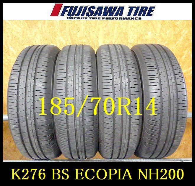 K276 送料無料◆2025年製造 約7.5部山◆BS ECOPIA NH200◆185|70R14◆4本