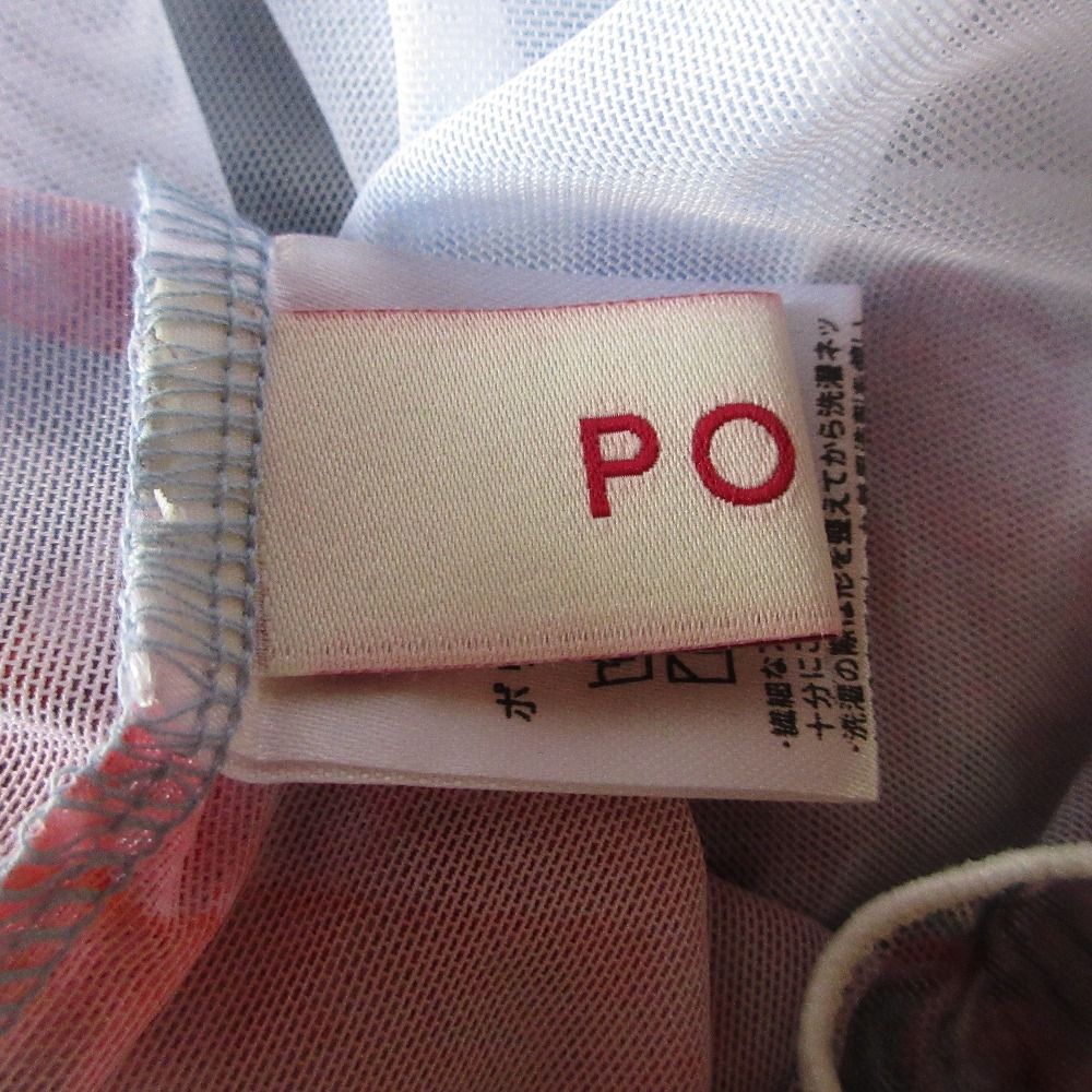  23 SS POPPY ポピー スワンプリント シアー ロングスリーブ カットソー サイズF ブルー レディース 古着 長袖 Tシャツ カットソー