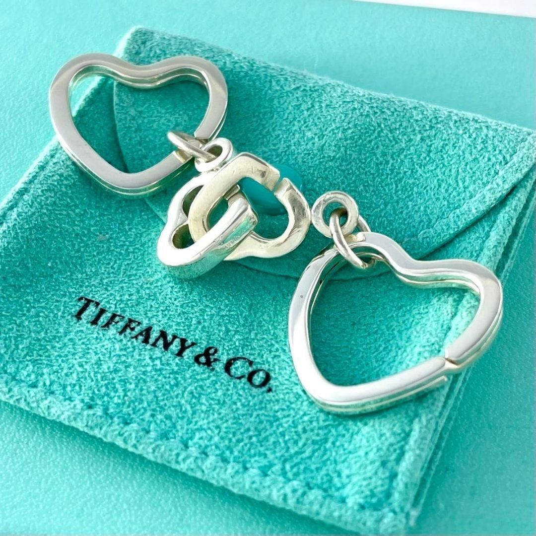 ティファニー ハート リンク ペア キーリング キーホルダー シルバー Q69f