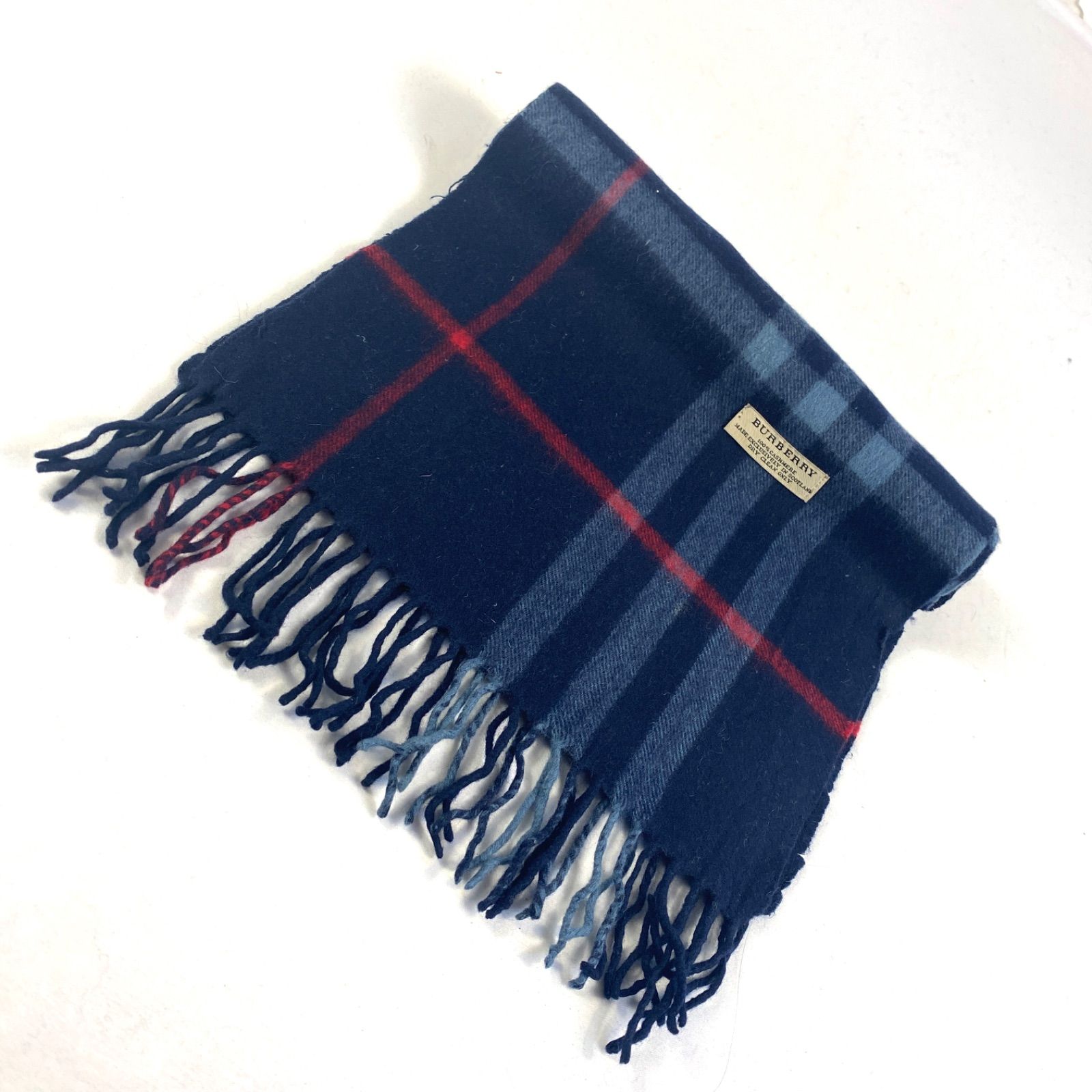 バーバリーネイビー フリンジ付き ストール バーバリーネイビー