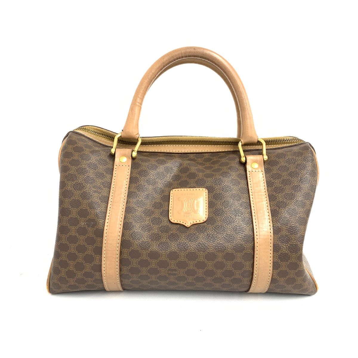 CELINE セリーヌ マカダム ボストンバッグ ブラウン PVC ユニセックス  