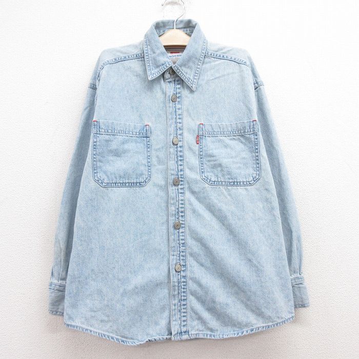 古着 リーバイス Levis 長袖 シャツ キッズ ボーイズ 子供服 00s コットン 薄紺他 ネイビー 23sep26