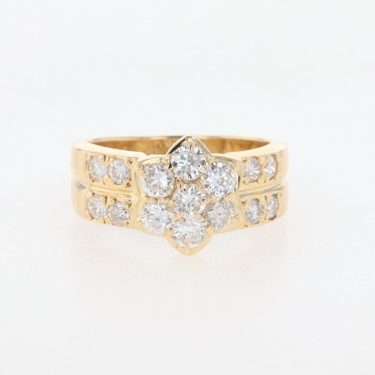 ダイヤモンド デザインリング YG イエローゴールド 指輪 リング 8号 K18 ダイヤモンド レディース