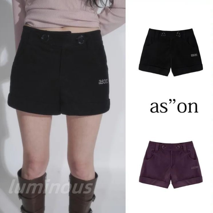 韓国 as on ason アズオン COOKIE BUTTON CORDUROY PANTS ボトムス ショートパンツ ハーフパンツ かわいい おしゃれ 人気 Y2K レディース 2色選択