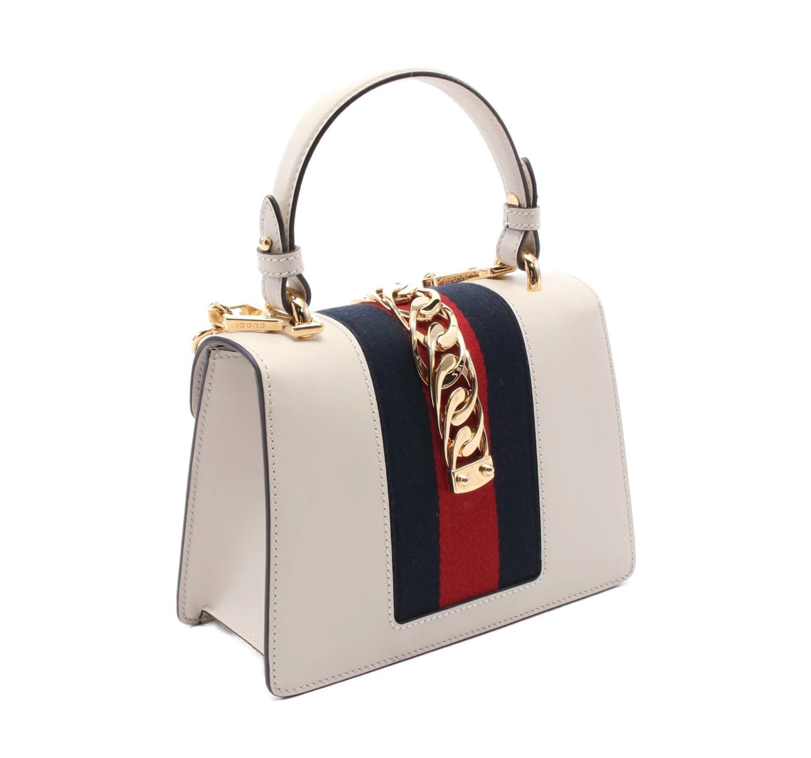 GUCCI シルヴィ シェリーライン レザー ハンドバッグ レディース