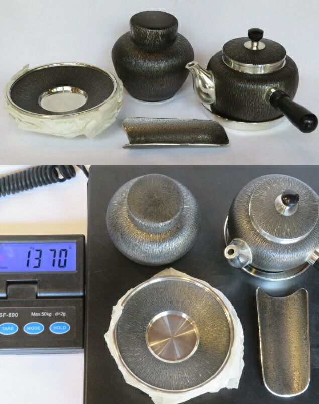 錫半 煎茶器セット 煎茶道 大阪錫半 純錫製茶托5客セット 茶托11 錫器