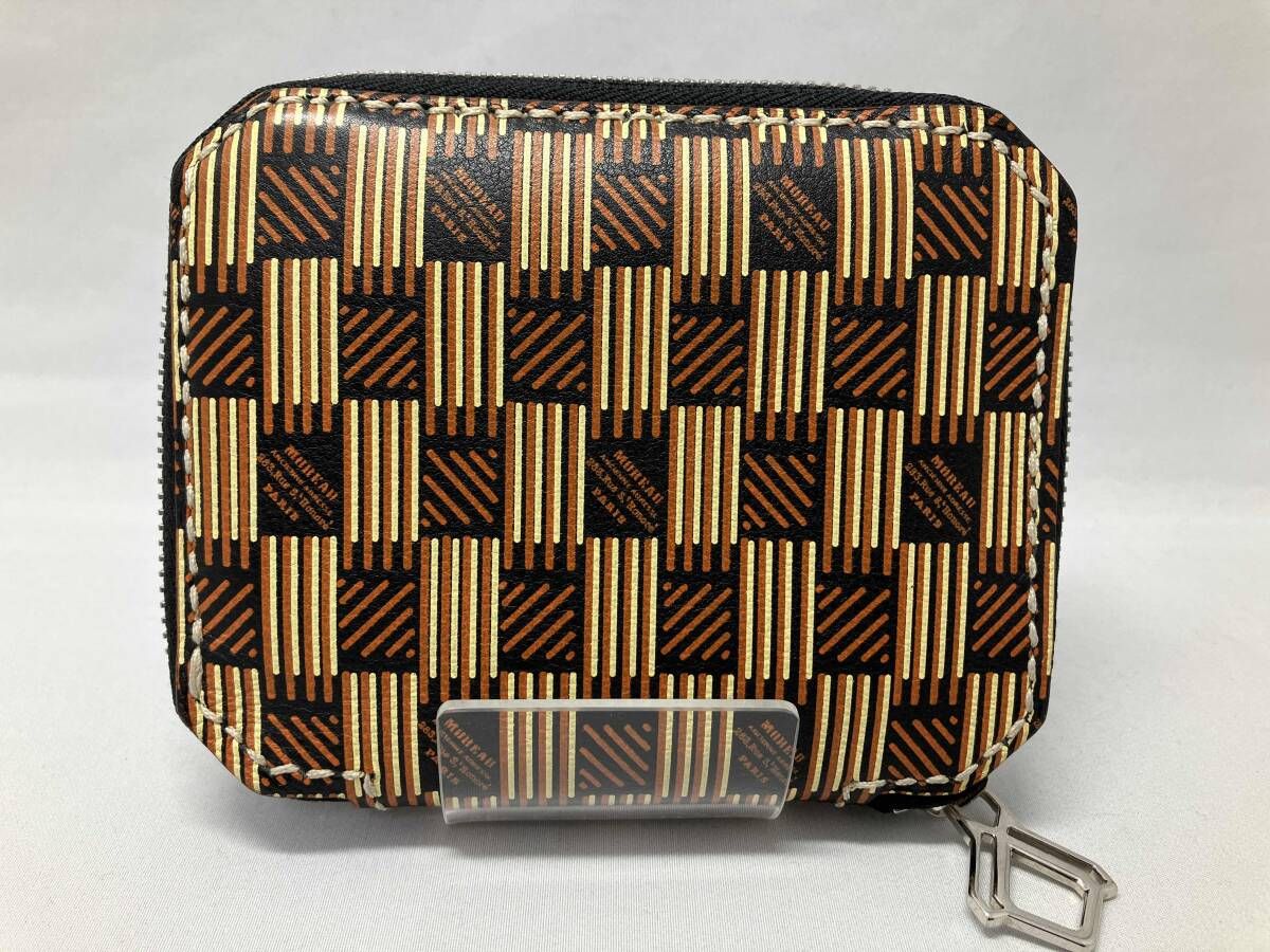 MOREAU PARIS モローパリ コンパクトウォレット ラウンドファスナー 二つ折り財布 ブラウン系